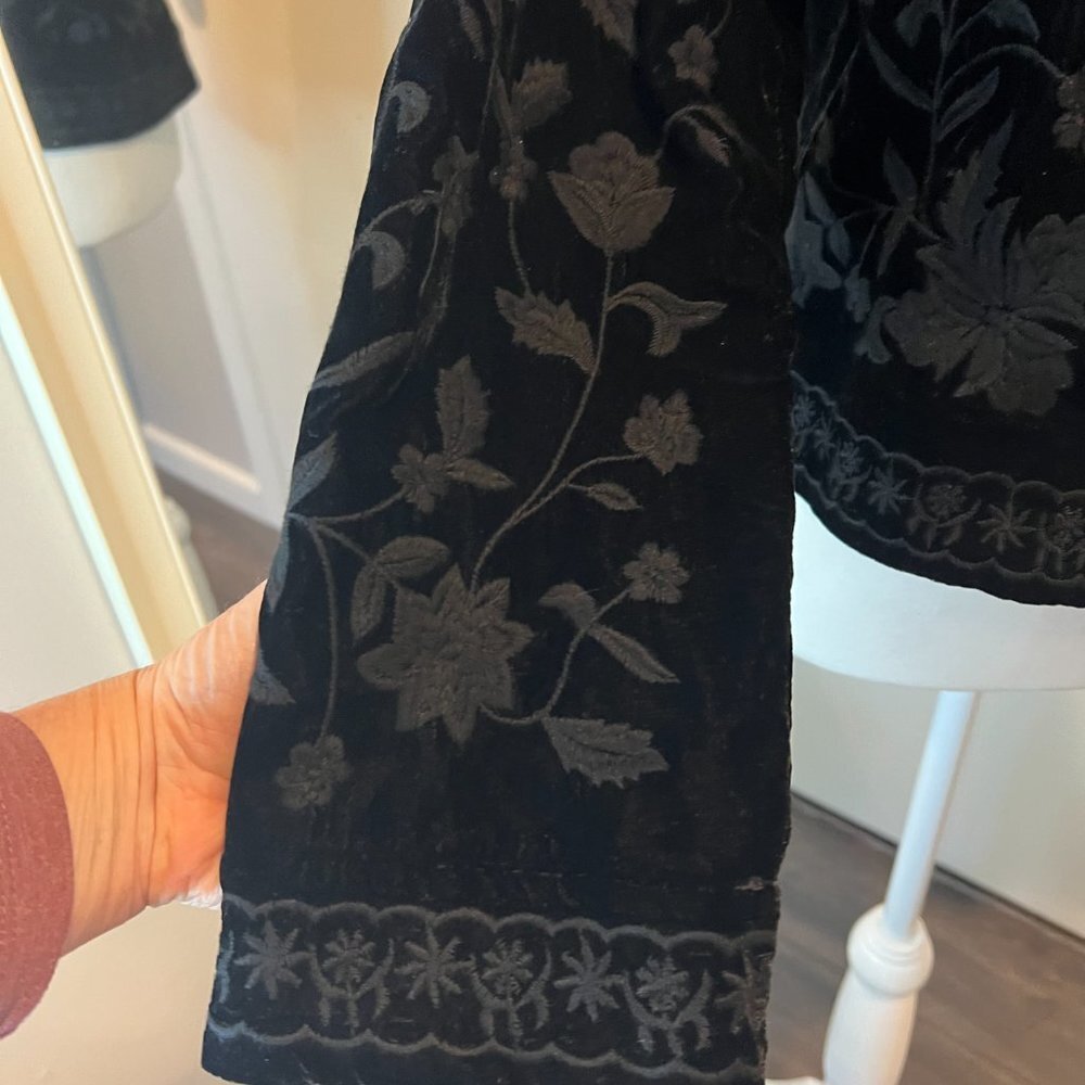 Zara Black Floral Embroidered Blazer Jacket - Picture 11 of 13